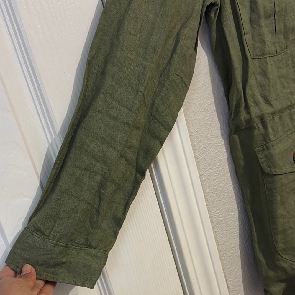 Magaschoni 100% Linen Olive Green Women's Utility… - image 3